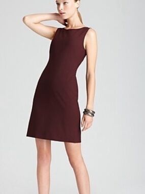 THEORY Natler Modern Crepe Rich Plum Career Sleeveless Workwear Luxury Dress